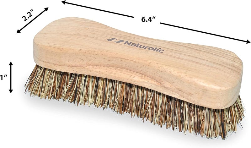 Naturolic All-Natural Wooden Scrub Brush Set | Wooden Handle | Palmyra Bristle Brush for Cleaning | Eco Friendly Cleaning Products | Scrub Brush Set of 2 - Image 2